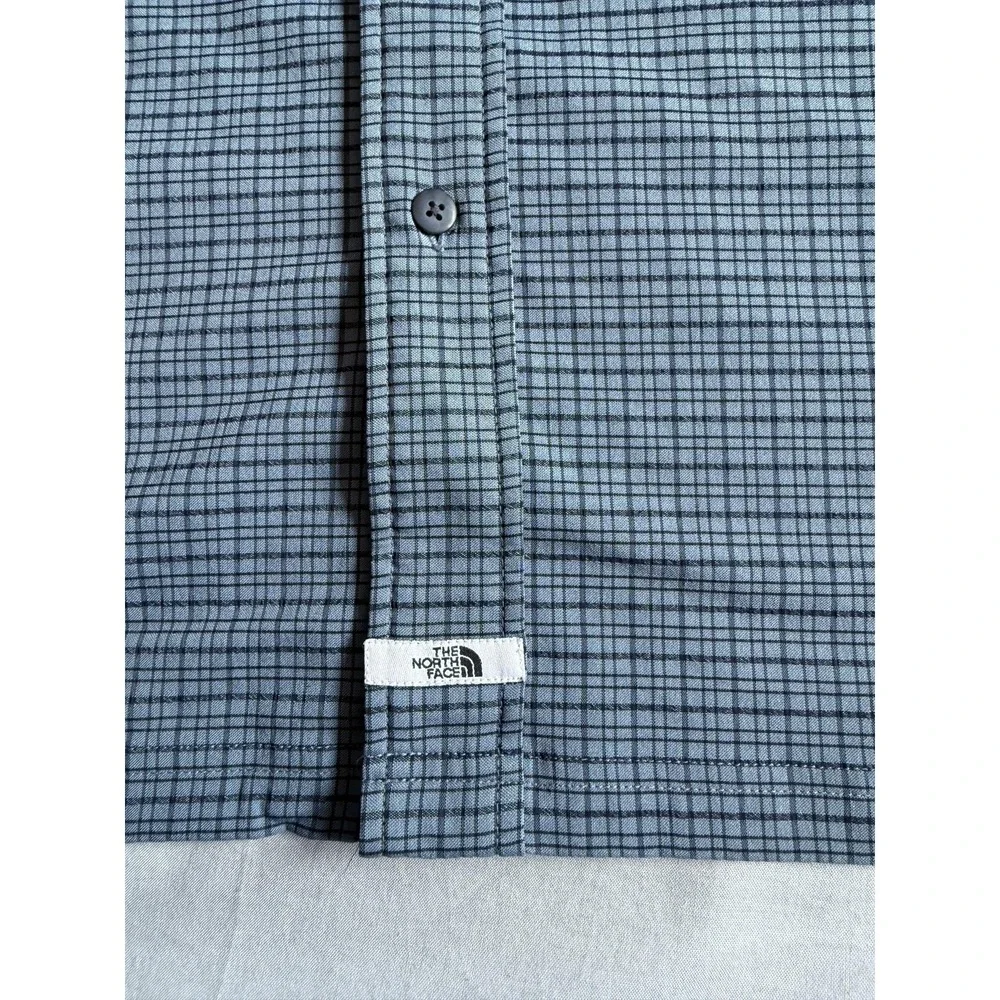 The North Face Shirt Mens XL Blue Plaid Stretch Button Up Short Sleeve Casual